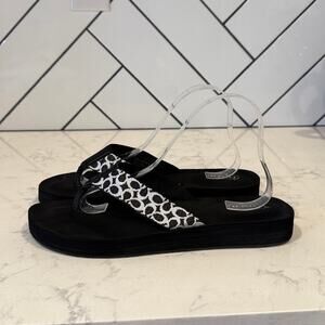 Coach Jessalyn Signature Monogram Black Flip Flops Sandals thick sole Y2K preppy